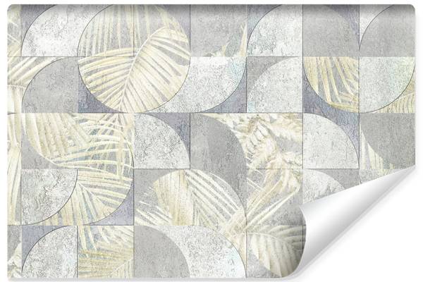 Vlies-Fotobehang BETON Bladeren Natuur lichtgrijs - 405 x 270 x 270 cm