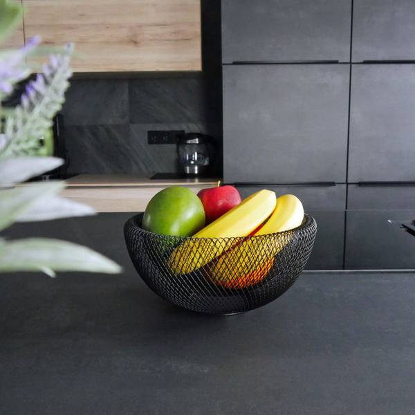 Obstkorb Obstschale Dekoschale Schwarz Schwarz - Metall - 13 x 10 x 25 cm