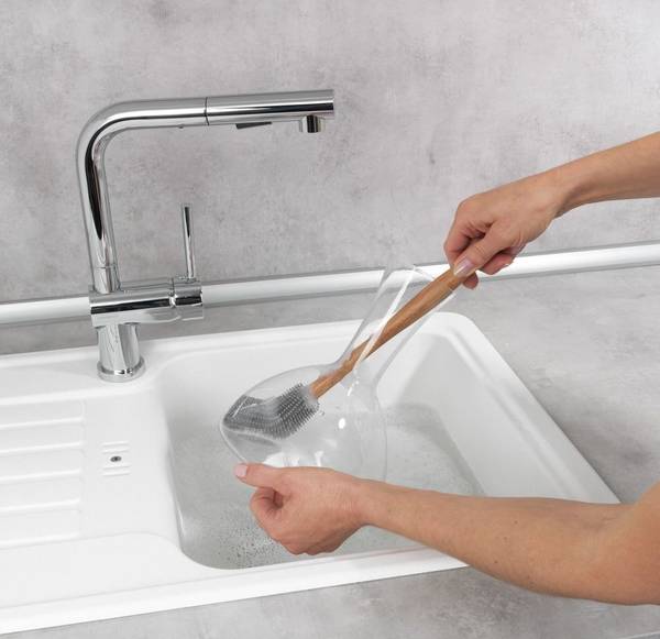 Brosse de lavage silicone, gris, Wenko Beige - Matière plastique - 5 x 30 x 5 cm