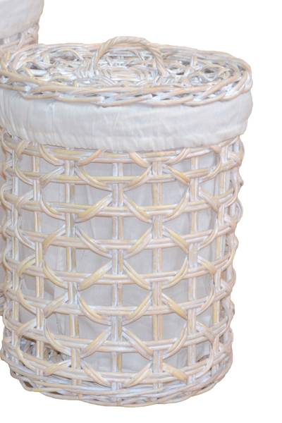 Wäschekorb-Set Nada 2teilig Weiß - Rattan - 45 x 63 x 45 cm