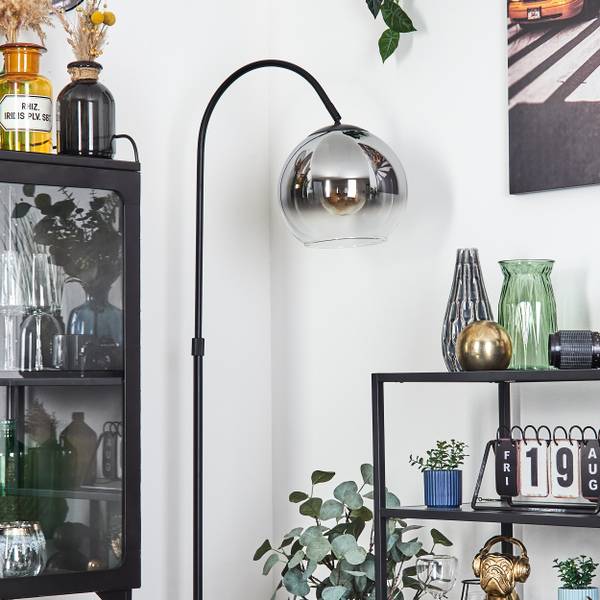 Stehlampe Cesaro Grau - Silber - Metall - 11 x 141 x 105 cm