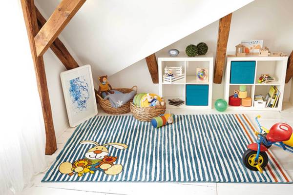 Kinderteppich Semmel Bunny Blau - Polypropylen - 80 x 2 x 150 cm
