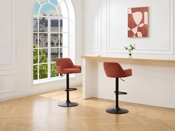 Tabouret de bar LILIYA Lot de 2 Marron - Textile - 49 x 102 x 51 cm