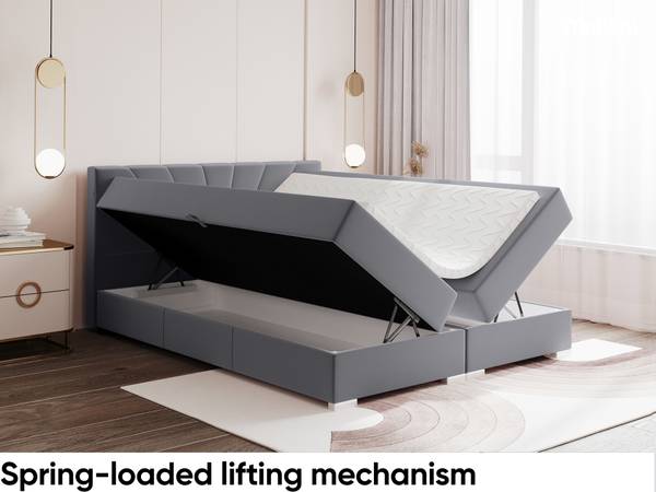 Boxspringbett John Grau - H3 - Liegefläche Breite: 140 cm