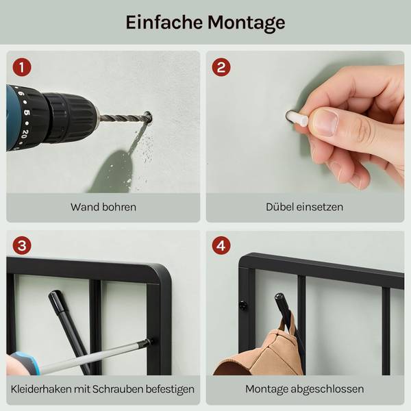 Wandgarderobe HN-001-14 Schwarz - Höhe: 27 cm