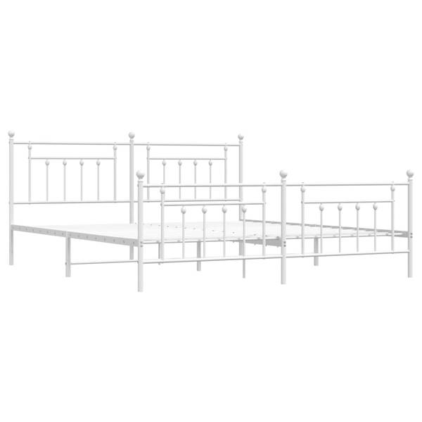 Bettgestell mit Kopf und Fußteil X813 Weiß - Metall - 206 x 97 x 207 cm