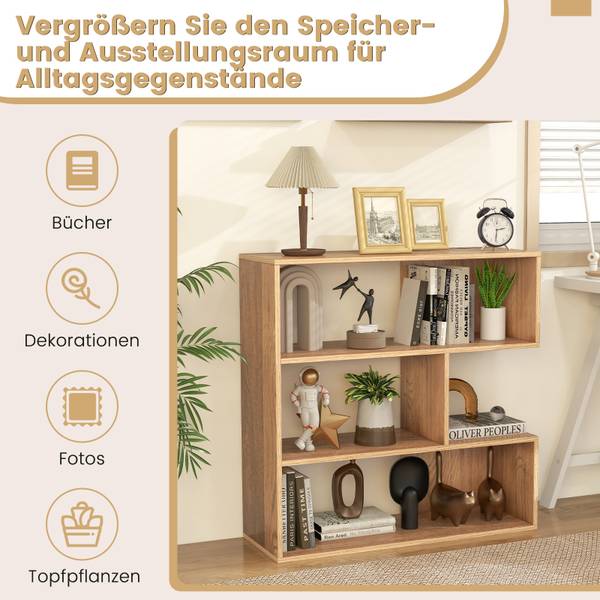 Bücherregal mit 3 Ebenen 85013627 Beige - Holzwerkstoff - 84 x 84 x 30 cm