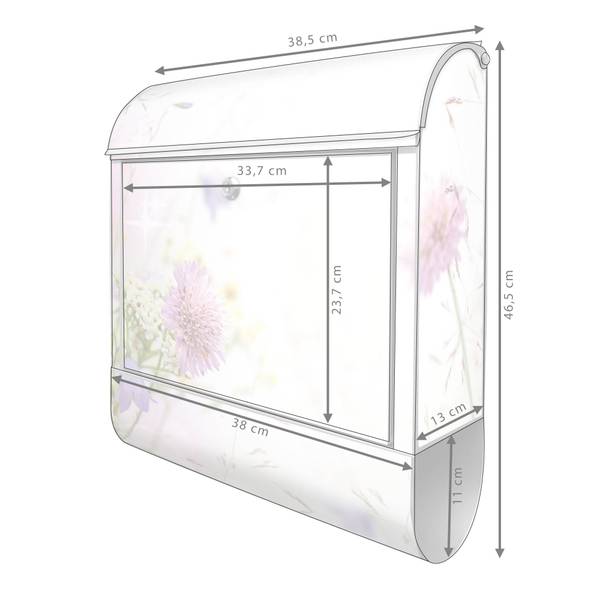 Briefkasten Stahl Glitzernde Wiese Grau - Stahl - 38 x 46 x 13 cm