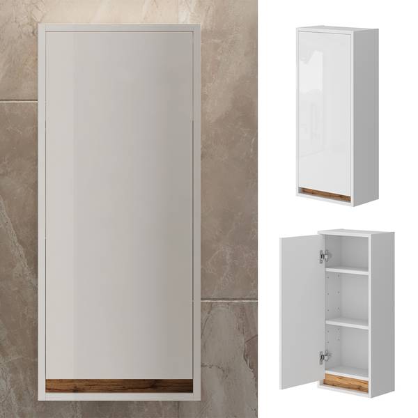 Badschrank Detmold 49528 Braun - Weiß - Holzwerkstoff - 82 x 35 x 20 cm
