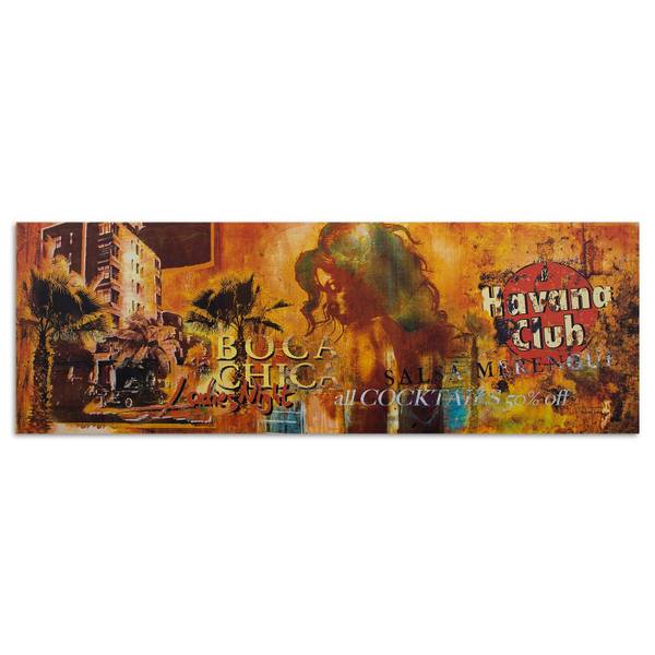 Tableau déco collage havana club 120 x 40 cm
