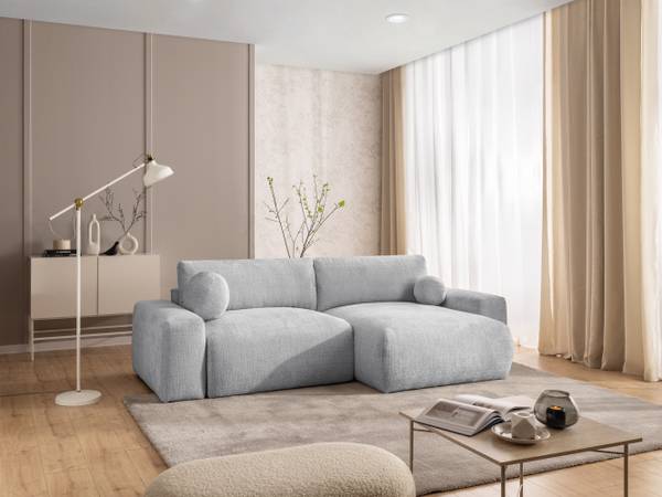 Hoekbank Puffy lichtgrijs - hoek vooraanzicht rechts - chenille