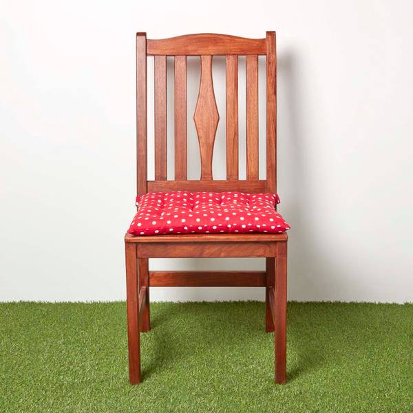 Stuhlkissen mit Knopf-Bändern, 4er-Set Rot - Baumwollstoff - 40 x 5 x 40 cm