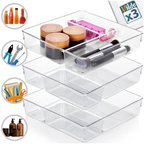 Schubladen-Organizer 3er Set Kunststoff - 23 x 6 x 23 cm