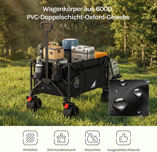 Bollerwagen TW033 Schwarz - Stahl - 60 x 100 x 123 cm