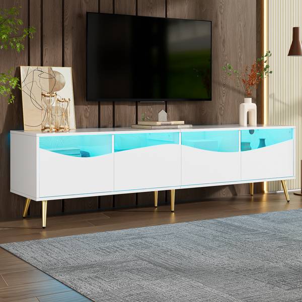 TV-meubel Astraios Ⅴ wit - plaatmateriaal op houtbasis - glas - 40 x 50 x 180 cm