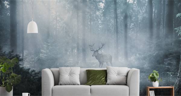Autocollant Mural 3D Cerf Et Oiseau – Papier Peint Amovible Sinsin, Décoratif