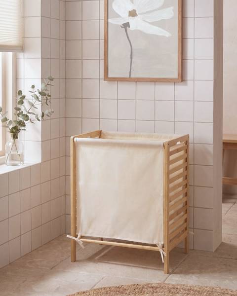 Wäschekörbe CARACHI Braun - Weiß - Bambus - 54 x 59 x 35 cm