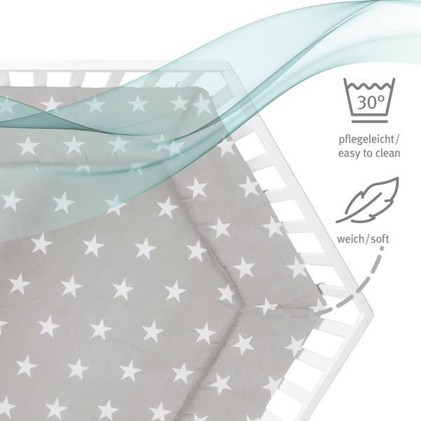 Laufgitter 6-eckig Little Stars Weiß - Holzwerkstoff - 119 x 73 x 104 cm