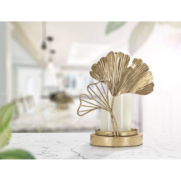 Kerzenständer Blatt 61 Gold - Eisen - 17 x 21 x 12 cm