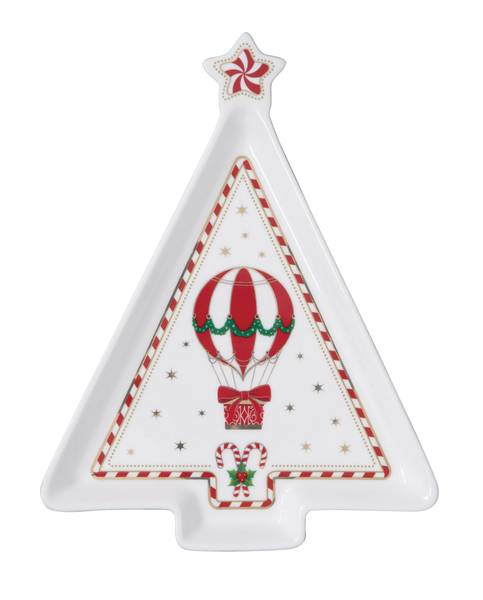 Servierplatte Weihnachtsbaum Wunderland Weiß - Porzellan - 16 x 21 x 16 cm