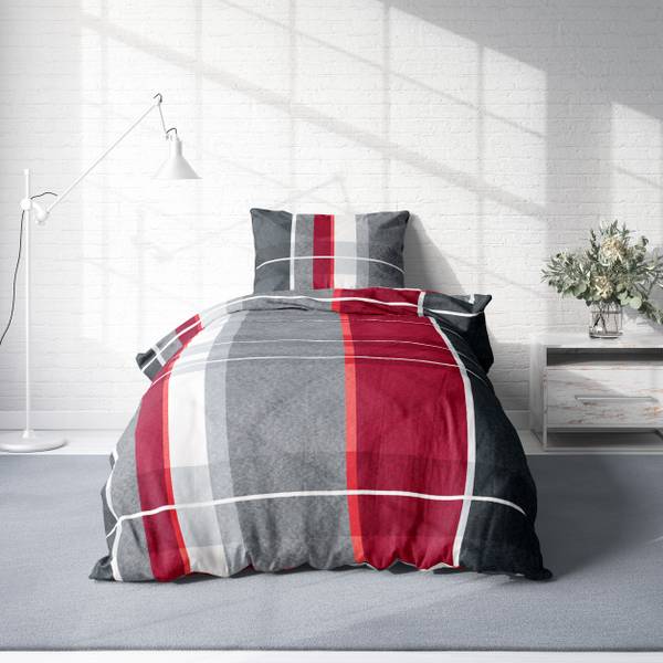 Winterbettwäsche Thermofleece Karo rot Rot - Fleece - 135 x 8 x 200 cm