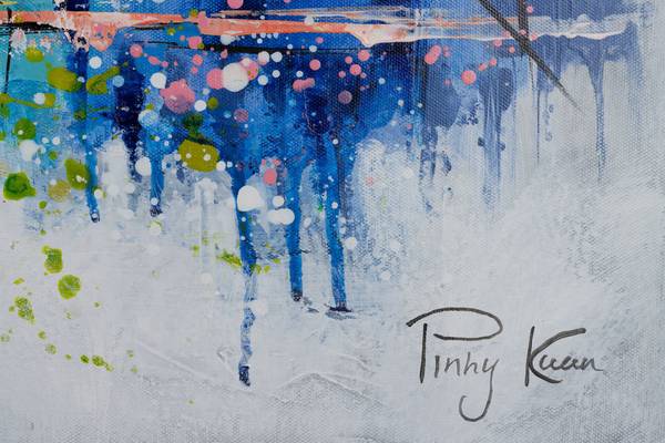 Acrylbild Handgemalt Paris Zeh Weiß - Baumwollstoff - 120 x 60 x 4 cm