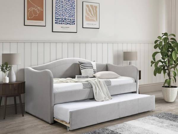 Sofabett MATHILDE Grau - Textil - 101 x 99 x 203 cm