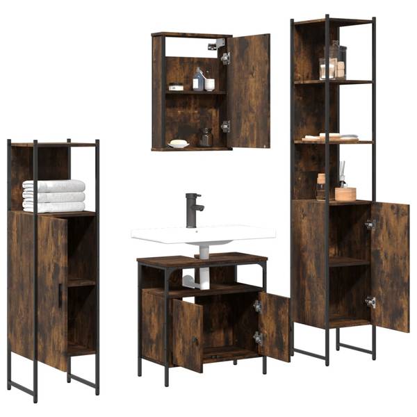 Badmöbel 3033740 4-teilig Braun - Holzwerkstoff - 30 x 60 x 60 cm
