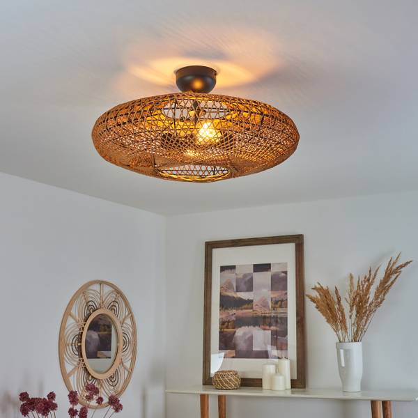 Deckenleuchte Messerotti Beige - Schwarz - 54 x 25 x 54 cm - Durchmesser: 52 cm - Flammenanzahl: 2 - Metall