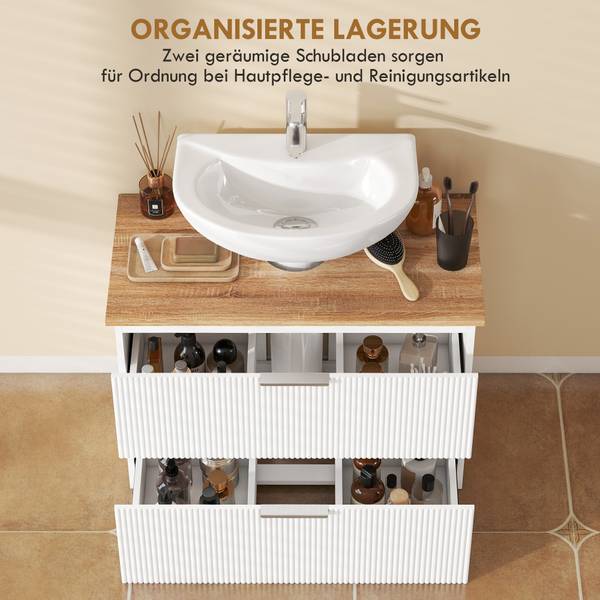 Waschbeckenunterschrank 834-932V90WT Weiß - Holzwerkstoff - 40 x 60 x 80 cm