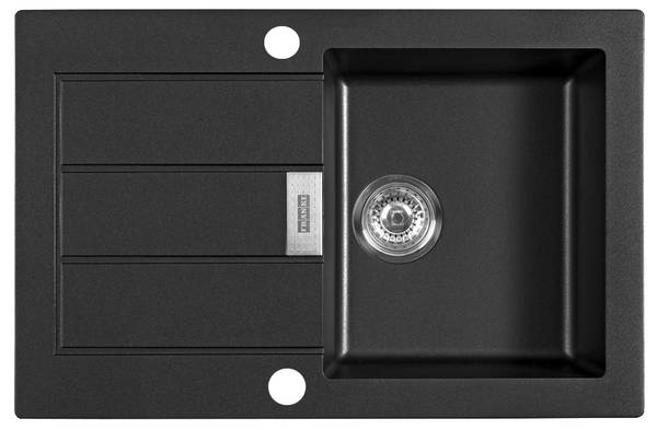 Spülbecken Sid611-78 mit Batterie Schwarz - Keramik - 78 x 50 x 20 cm