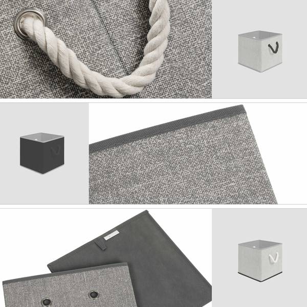 3er-Set Aufbewahrungsbox Faltbox Grau - Textil - 30 x 30 x 30 cm