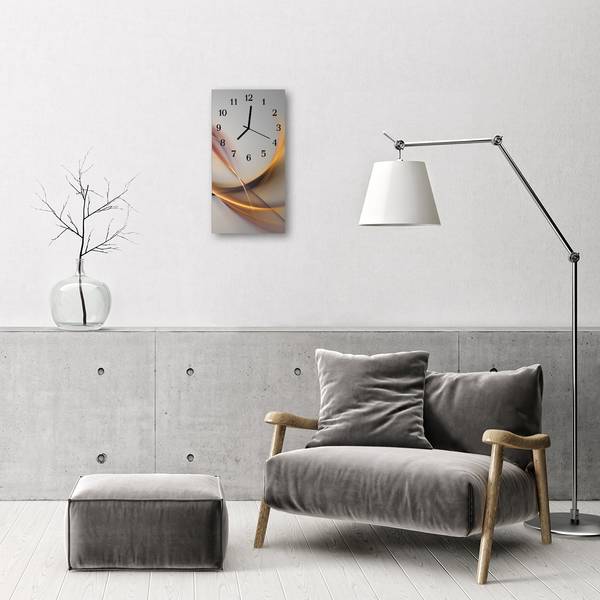 Wanduhr Abstrakt Beige Beige - Glas - 30 x 60 x 1 cm