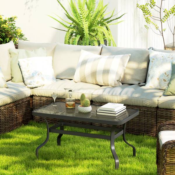 Couchtisch 84G-655V00BK Schwarz - Sicherheitsglas - 55 x 46 x 95 cm