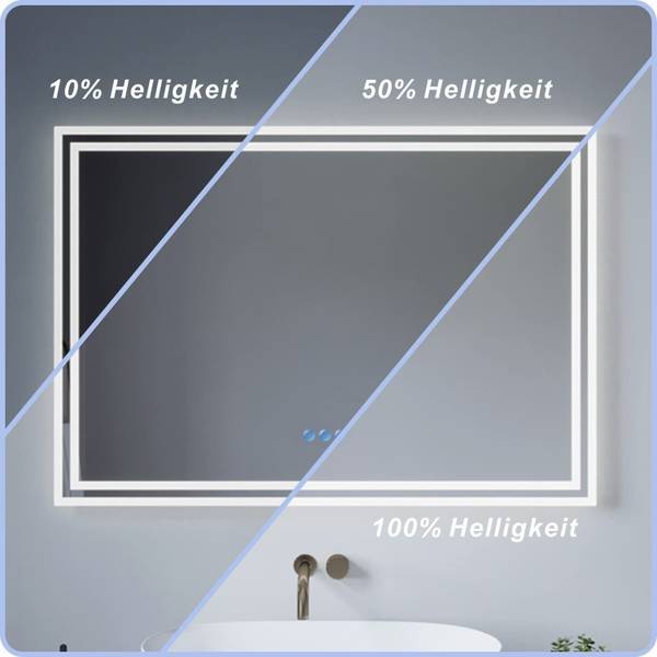 Badspiegel Badezimmer LED Wandspiegel Silber - Glas - 100 x 70 x 5 cm