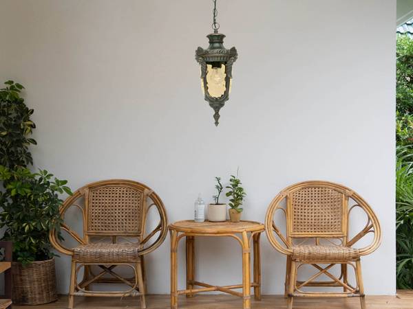 Pendelleuchte Outdoor Jugendstil, Ø19cm Braun - Farbglas - 19 x 54 x 19 cm
