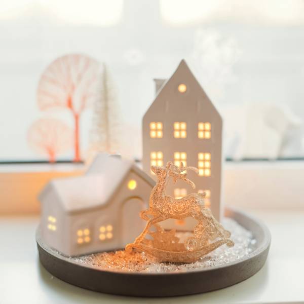 Photophore en forme de maison Blanc - Céramique - 11 x 9 x 6 cm