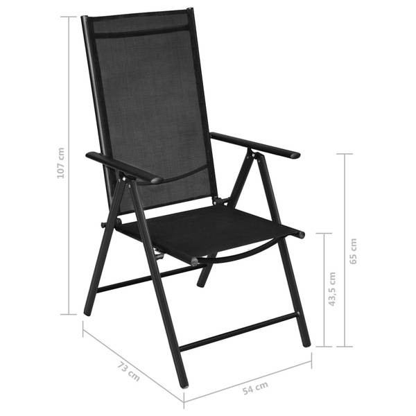 Gartenstuhl 3005527-1 4er Set Schwarz - Aluminium - 54 x 107 x 73 cm