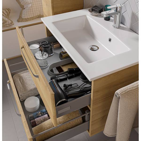 Badmöbel-Set TRENTO-66-1 4er-Set Braun - Holzwerkstoff - 122 x 200 x 50 cm