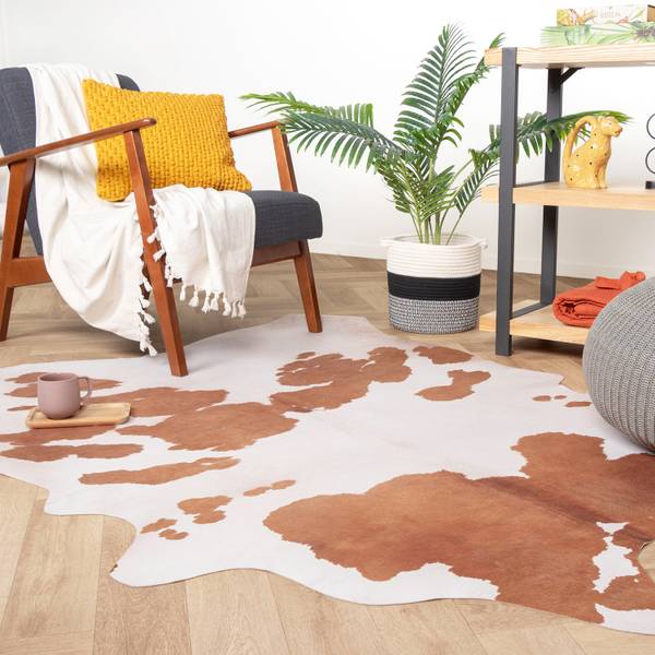 Peau de vache Bovine Blanc - Polyester - 155 x 1 x 190 cm