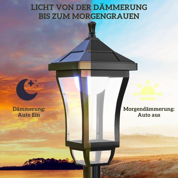 Solar Gartenlaterne B30-053V00BK Schwarz - ABS - Polycarbonat - 15 x 127 x 15 cm