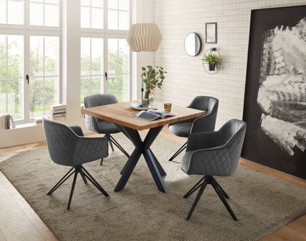 Essgruppe Miri Grau - Eiche - 76 x 100 cm