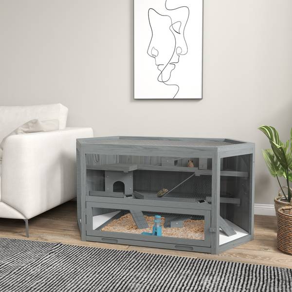 Kleintierstall BB7141 Grau - Massivholz - 65 x 19 x 126 cm
