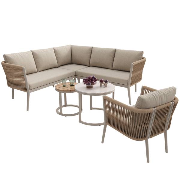 Gartenlounge-Set Gaia Ⅱ（6-tlg） Beige