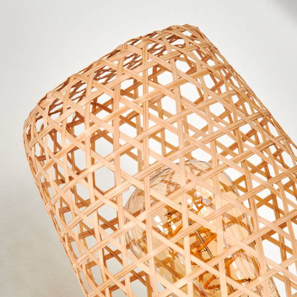 Tischleuchte Decollatura Beige - Schwarz - 19 x 53 x 19 cm - Flammenanzahl: 1 - Metall - Rattan