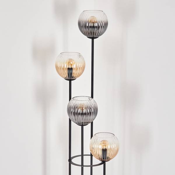 Stehlampe Cesaro Braun - Grau - Holzwerkstoff - Metall - Holz teilmassiv - 74 x 147 x 13 cm