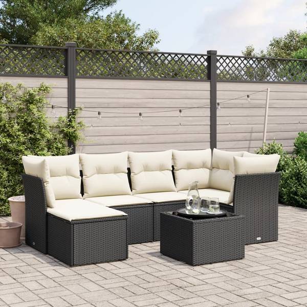 Salon de jardin 3036404-1 (lot de 7) Noir - Crème - Blanc