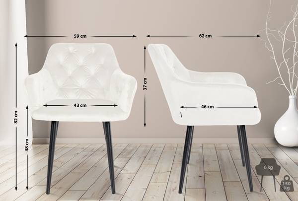 Armlehnenstuhl Stanley 2er Set Cremeweiß