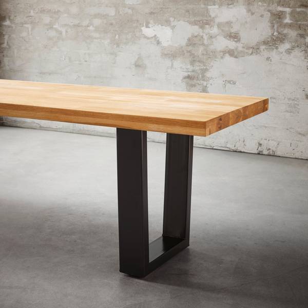Sitzbank KAYLA Schwarz - Braun - Eiche - Eisen - 175 x 46 x 45 cm