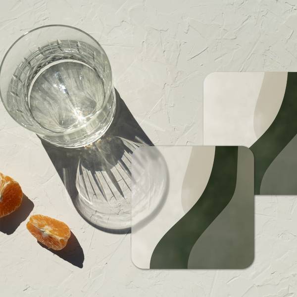 GLASUNTERSETZER Abstrakt 6er-Set Grün - Kork - 10 x 1 x 10 cm